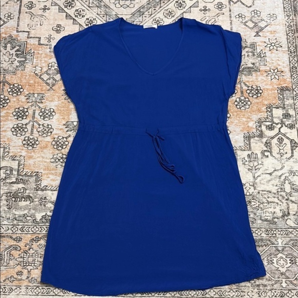 EKOUAER XL bright blue lightweight dress with cinched tie waist